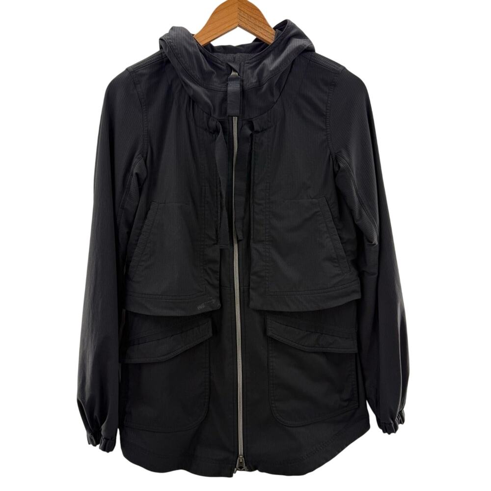 Lululemon Yogi Anorak Jacket Full Zip Hooded Sporty Black Activewear Size 4 - Picture 2 of 16